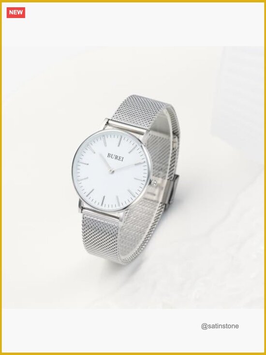 Minimalist Quartz Wrist Watch Ultra-thin Mesh Bracelet Analog Waterproof 34mm